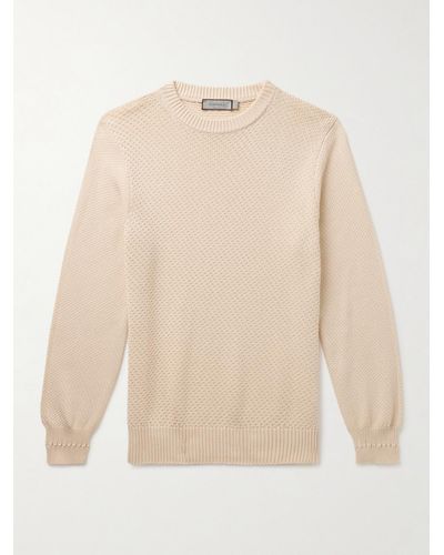 Canali Textured-cotton Sweater - Natural