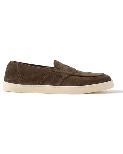 George Cleverley Joey Suede Penny Loafers - Brown