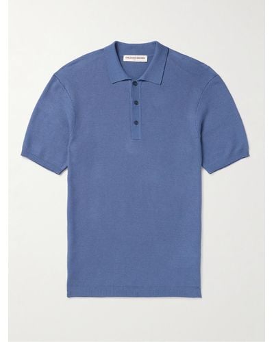 Orlebar Brown Maranon Polohemd aus Baumwolle mit Perforationen - Blau