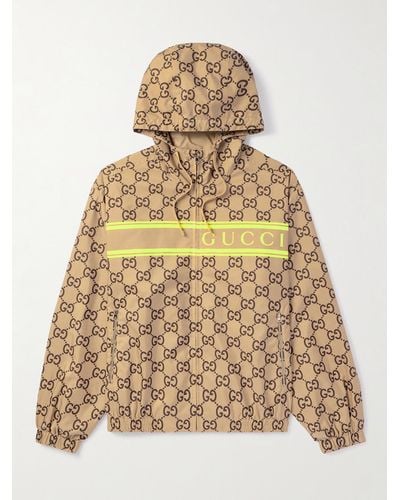 Gucci Logo-print Shell Hooded Jacket - Natural