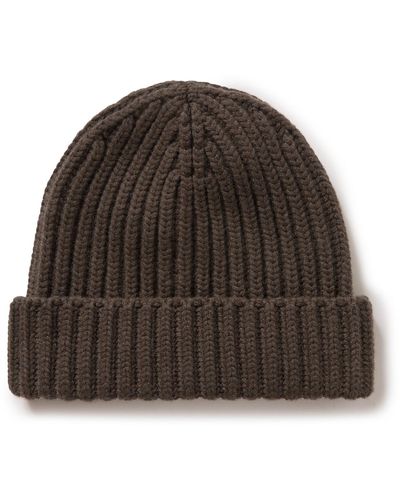 The Row Dibbo Ribbed Cashmere Beanie - Brown