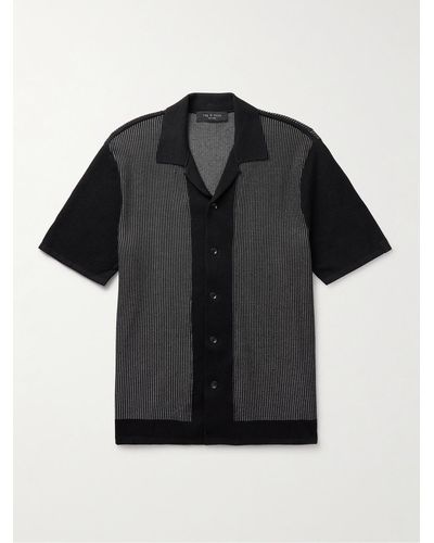 Rag & Bone Harvey Camp-collar Jacquard-knit Cotton-blend Shirt - Black