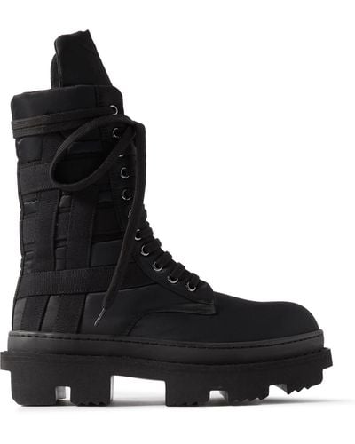 Rick Owens Army Megatooth Canvas And Shell Lace-up Boots - Black
