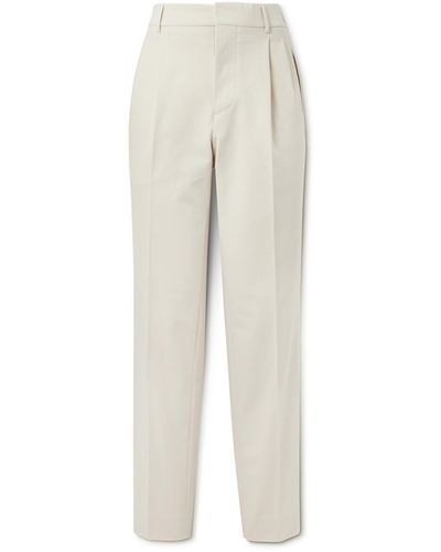 Umit Benan Straight-leg Pleated Cotton-twill Pants - White