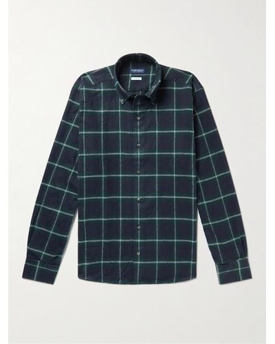 Peter Millar Button-down Collar Checked Cotton-flannel Shirt - Blue