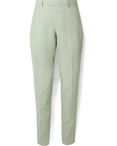 Paul Smith Tapered Linen Suit Pants - Green