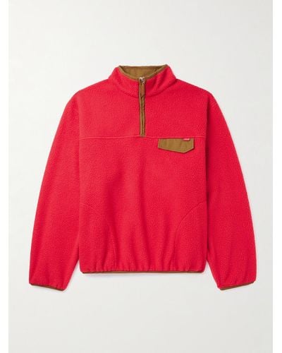 CHERRY LA Ripstop-trimmed Fleece Half-zip Jacket - Red