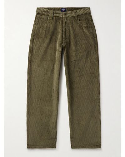 Noah Straight-leg Cotton-corduroy Trousers - Green