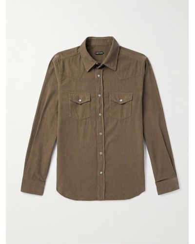 Tom Ford Hemd aus Baumwollcord - Braun
