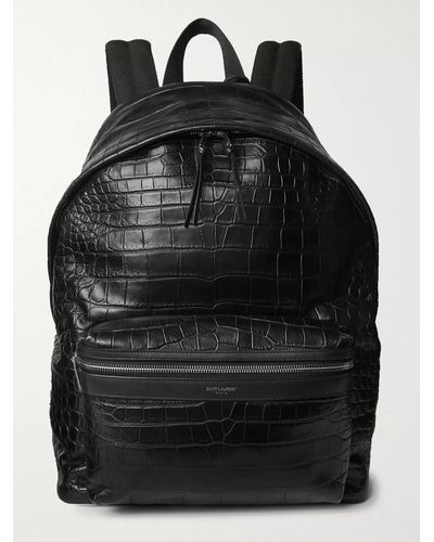 Saint Laurent City Croc-effect Leather Backpack - Black