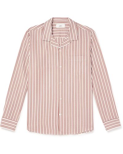 MR P. Convertible-collar Striped Seersucker Shirt - Pink