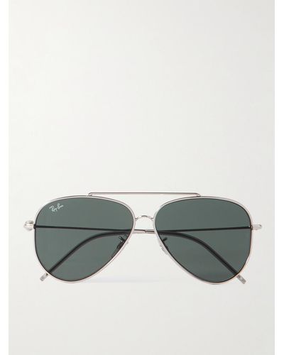 Ray-Ban Occhiali da sole in metallo argentato stile aviator - Metallizzato