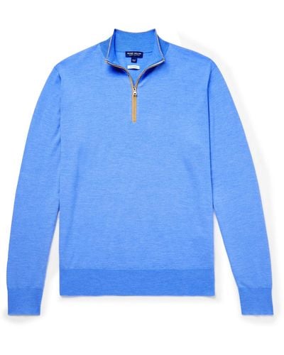 Peter Millar Excursionist Flex Wool-blend Half-zip Sweater - Blue