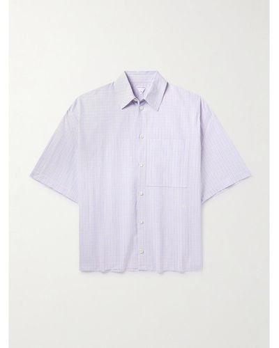 Bottega Veneta Checked Cotton And Linen-blend Shirt - Purple