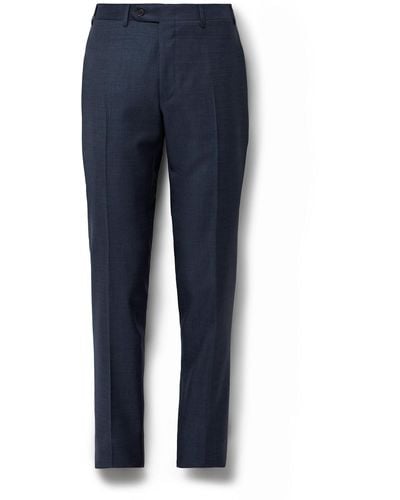 Canali Slim-fit Checked Super 130s Wool Suit Pants - Blue