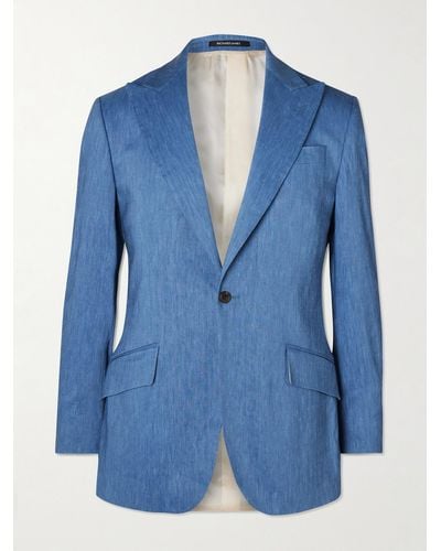 Richard James Hyde Linen-blend Suit Jacket - Blue