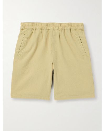 Folk Assembly Straight-leg Linen And Cotton-blend Shorts - Natural