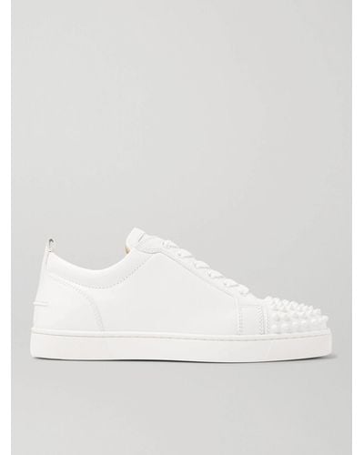 Christian Louboutin Louis Junior Spikes Cap-toe Leather Sneakers - Natural
