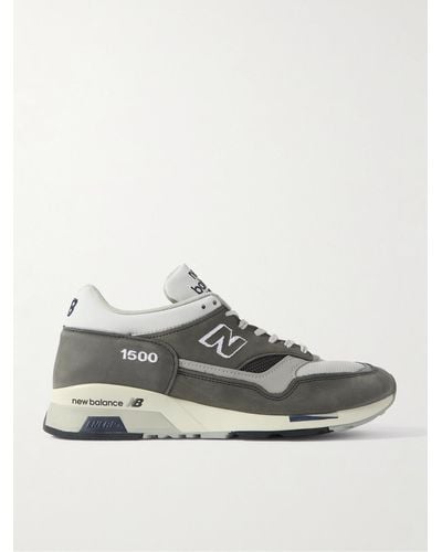 New Balance Miuk 1500 Leather-trimmed Suede And Mesh Trainers - Grey
