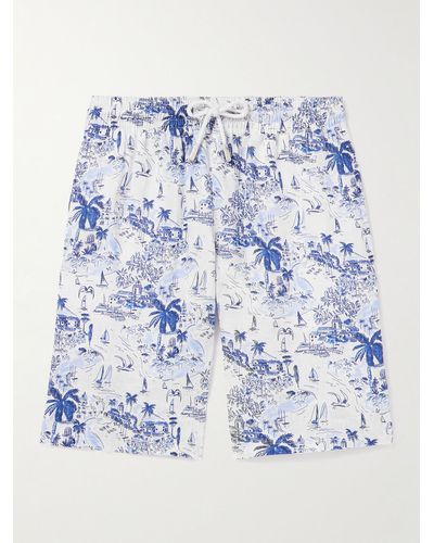 Vilebrequin Bolide Straight-leg Printed Linen Drawstring Shorts - Blue