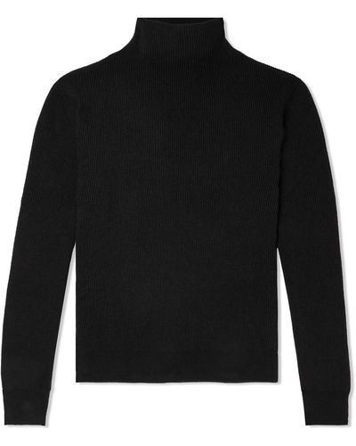 The Row Daniel Ribbed Cashmere Mock-neck Sweater - Black