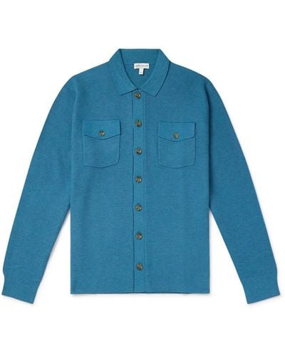 Peter Millar Trenton Pima Cotton And Merino Wool-blend Cardigan - Blue