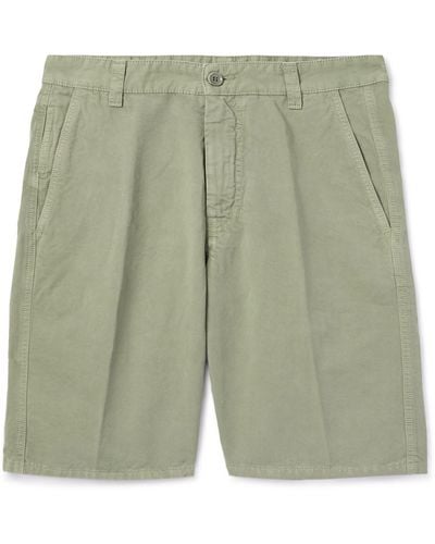 Aspesi Straight-leg Cotton And Linen-blend Bermuda Shorts - Green