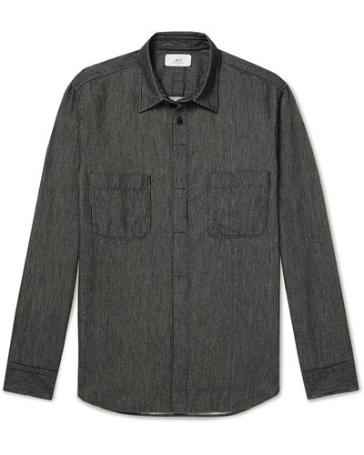 MR P. Pinstriped Cotton-flannel Shirt - Black