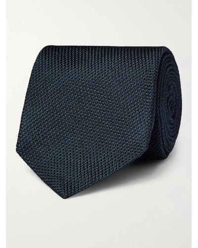Kingsman Drake's Cravatta in grenadine di seta - Blu