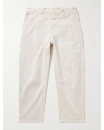 Nili Lotan Carpenter Straight-leg Cotton-blend Twill Trousers - Natural