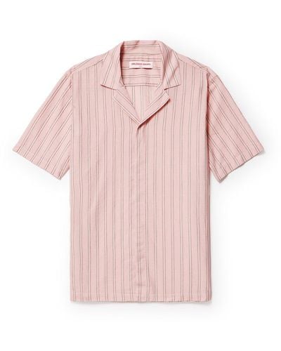 Orlebar Brown Maitan Camp-collar Striped Cotton Shirt - Pink