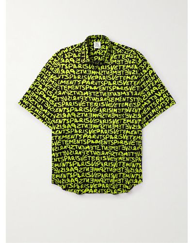 Vetements Hemd aus Baumwollpopeline mit Logoprint - Grün