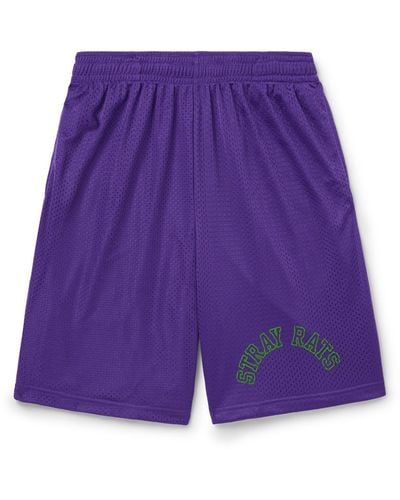Stray Rats Arch Straight-leg Logo-print Mesh Shorts - Purple