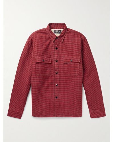 RRL Vermont Faux Shearling-lined Buffalo-checked Cotton-flannel Shirt - Red