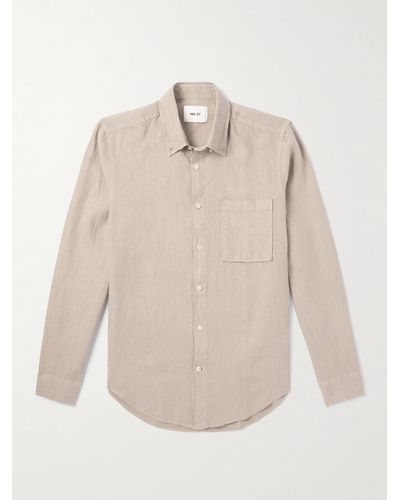 NN07 Arne Button-down Collar Linen Shirt - Natural