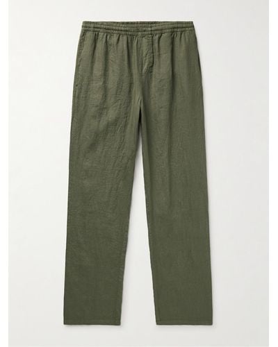 Aspesi Ventura Straight-leg Linen Trousers - Green
