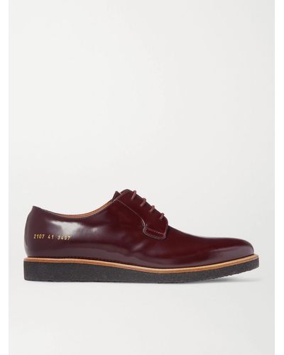 Common Projects Polished-leather Derby Shoes - Purple