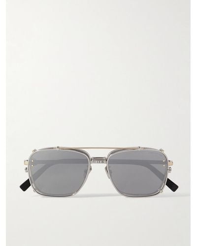 Dior Cd Diamond S4u Aviator-style Silver-tone Sunglasses - Grey