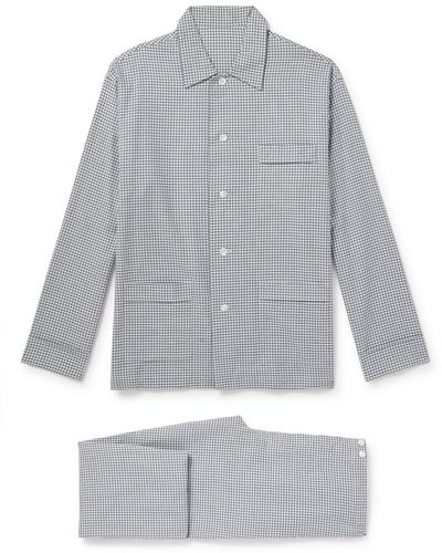 Anderson & Sheppard Gingham Brushed Cotton-twill Pajama Set - Gray