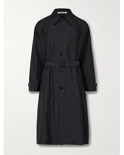 AURALEE Reversible Cotton-blend And Silk-satin Trench Coat - Black