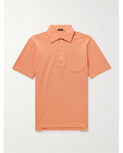 Rubinacci Slim-fit Cotton-piqué Polo Shirt - Orange