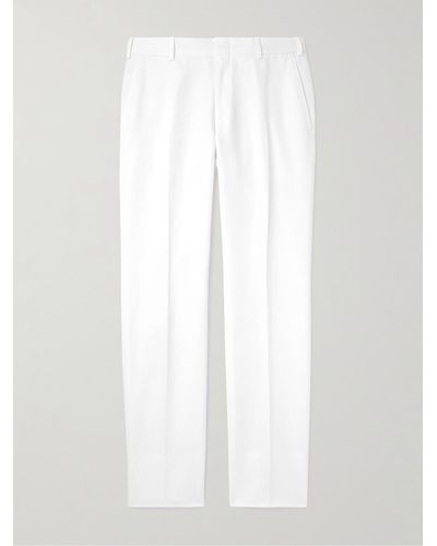 Brioni Pienza Straight-leg Linen And Cotton-blend Pants - White