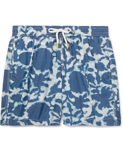 Hartford Slim-fit Mid-length Printed Swim Shorts - Blue