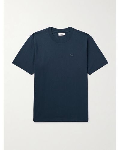 NN07 Adam 3209 Logo-embroidered Pima Cotton-jersey T-shirt - Blue