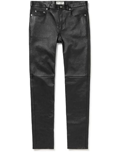 Saint Laurent Skinny-fit Leather Pants - Gray