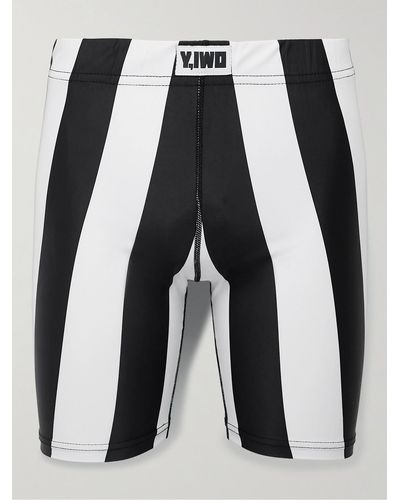 Y,IWO Striped Stretch-jersey Shorts - Black