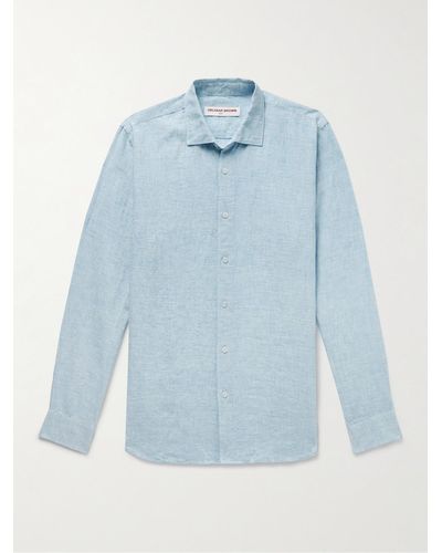 Orlebar Brown Camicia in lino Giles - Blu