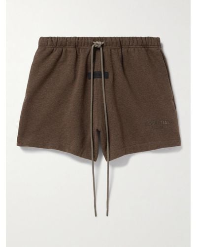 Fear Of God Wide-leg Logo-appliquéd Cotton-blend Jersey Drawstring Shorts - Brown