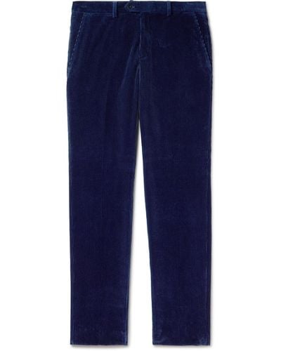 Rubinacci Modluca Straight-leg Pleated Cotton-corduroy Pants - Blue