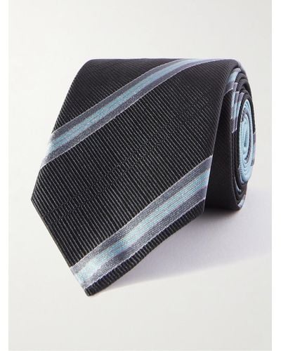 Dries Van Noten Krawatte aus gestreiftem Seiden-Jacquard - Blau